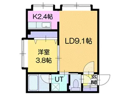 ラングレー(1LDK/2階)の間取り写真