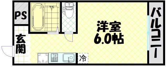 南堀江レヂデンス(ワンルーム/2階)の間取り写真
