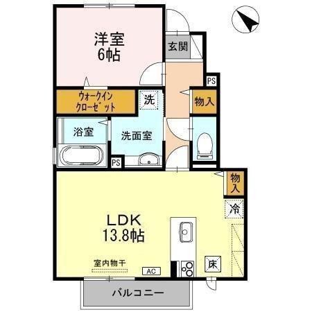 ファーデン・ハウス(1LDK/1階)の間取り写真