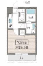 ラ・ポルテ三田町(1K/1階)の間取り写真