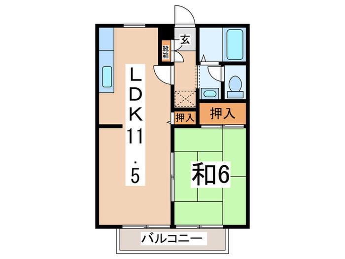 ドミールラポームA(1LDK/1階)の間取り写真