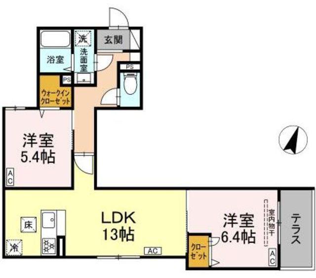セレスティア鷺宮II(2LDK/1階)の間取り写真