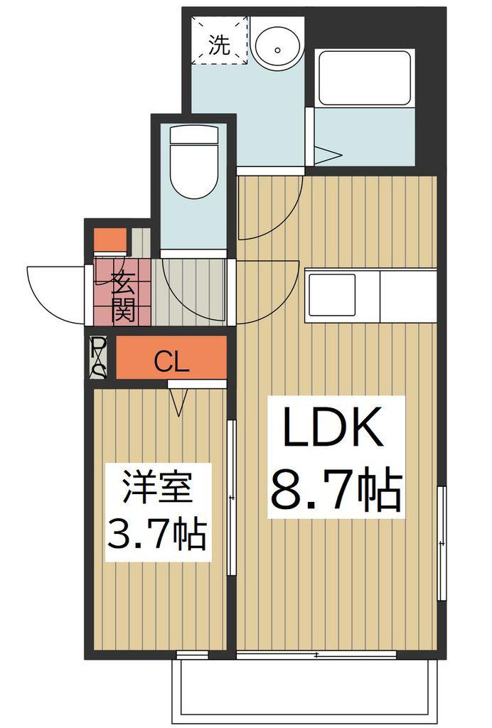 PREMIAGE草加(1LDK/2階)の間取り写真
