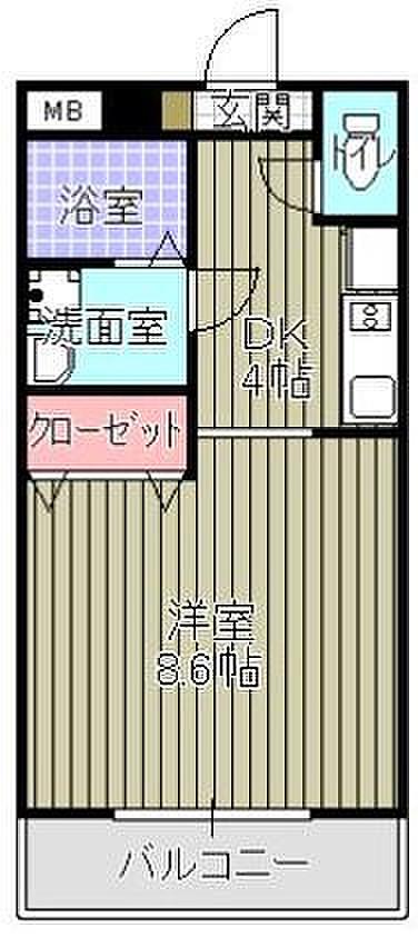 セカンドキャビン(1DK/3階)の間取り写真