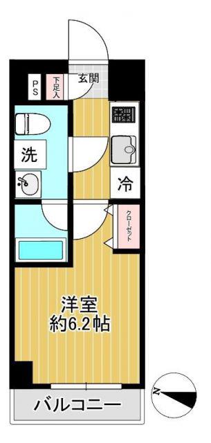 SHOKEN RESIDENCE川崎八丁畷(1K/4階)の間取り写真