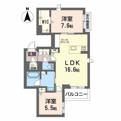 AMBICIA東草深(2LDK/2階)の間取り写真