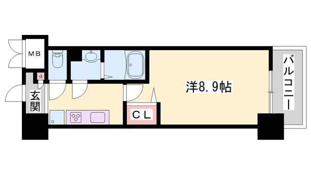 MISTRAL姫路駅前V忍町(1K/6階)の間取り写真
