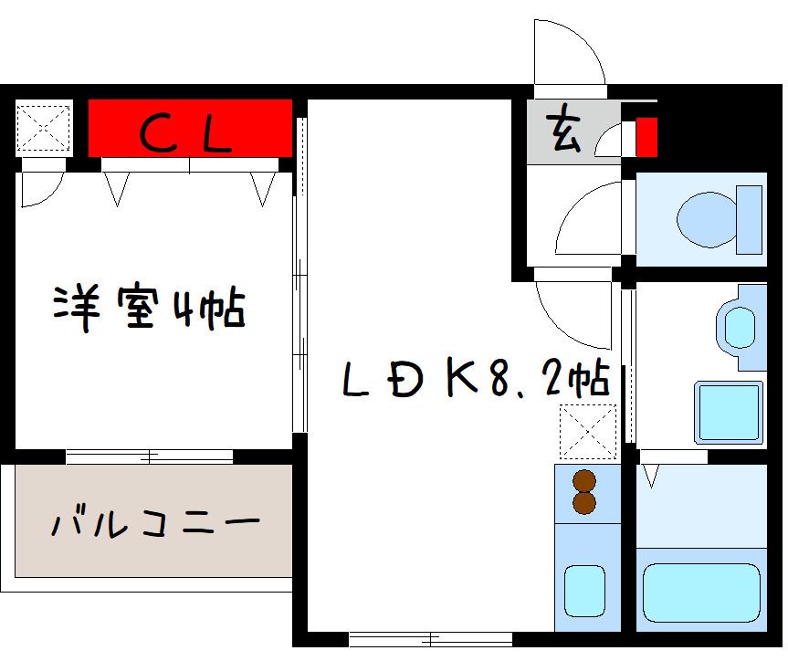 シーカルアリモト(1LDK/2階)の間取り写真