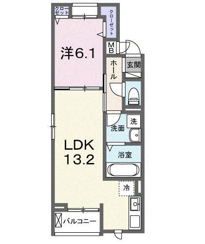 リヴィエール ヴィラ 神代(1LDK/2階)の間取り写真