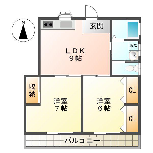 コスワース(2LDK/2階)の間取り写真