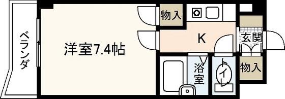 ソレーユ西山(1K/4階)の間取り写真