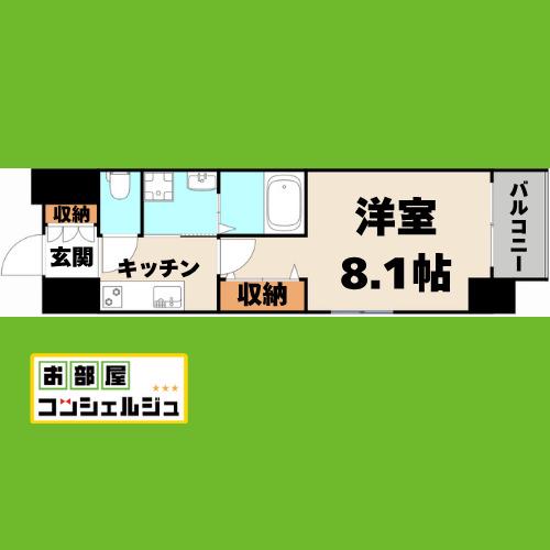 エステムコート名古屋今池アーバンゲート(1K/13階)の間取り写真
