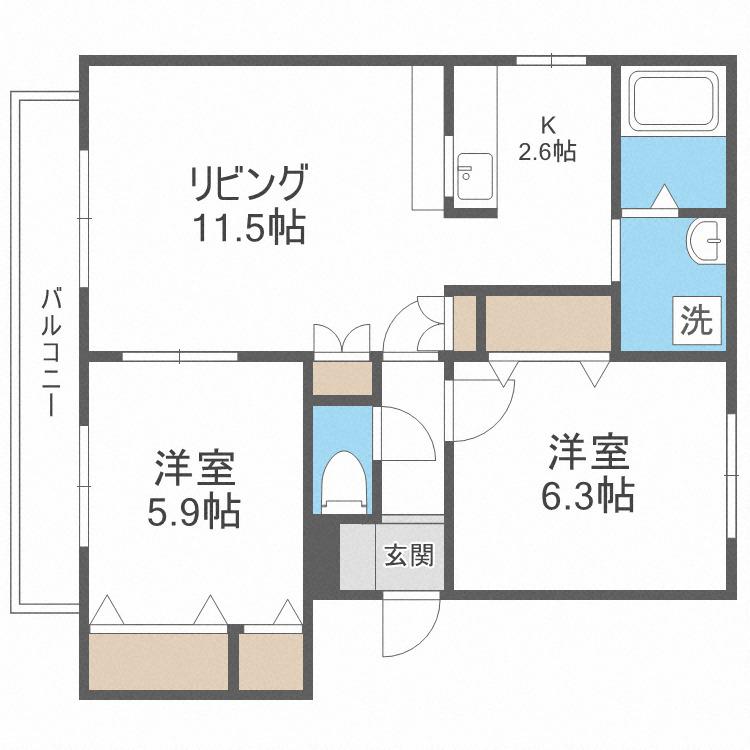 ヴォラーレ桂台(2LDK/3階)の間取り写真