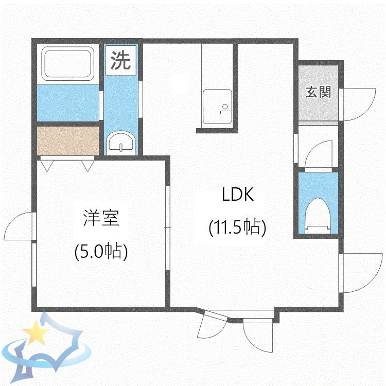 ペイサージュ西町(1LDK/2階)の間取り写真