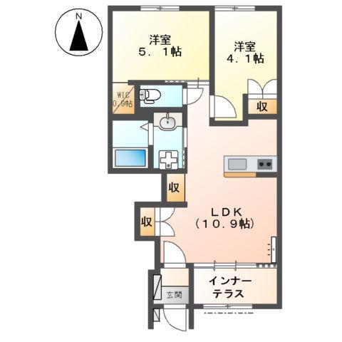 グルーヴィII(2LDK/1階)の間取り写真