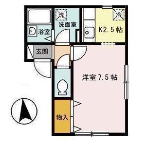 セジュール桜ヶ丘(1K/2階)の間取り写真