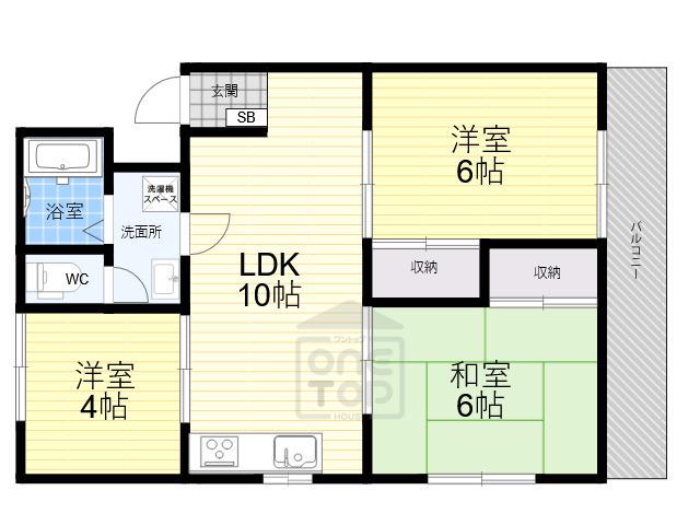 清水マンション(3LDK/1階)の間取り写真