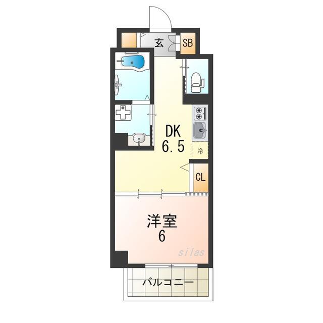MV.IMP大阪塚本(1DK/3階)の間取り写真