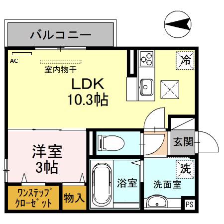 エクシードティアラ(1LDK/1階)の間取り写真
