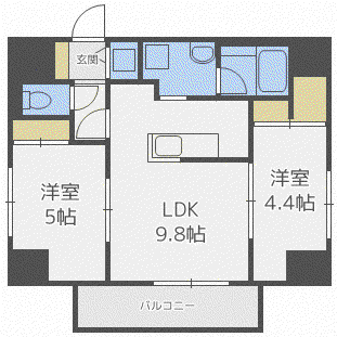 イリオス ディオ(2LDK/6階)の間取り写真
