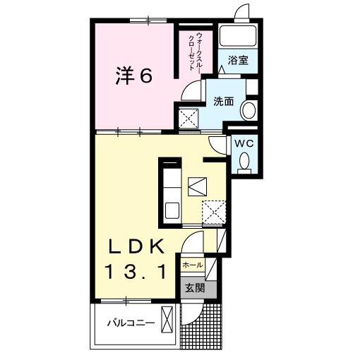 ベルローズ(1LDK/1階)の間取り写真