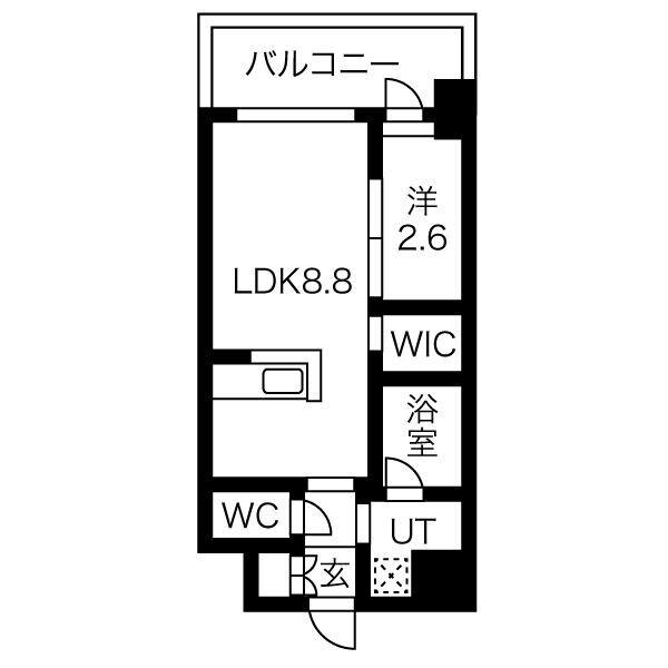 アルティザ博多ベイコート(1LDK/2階)の間取り写真