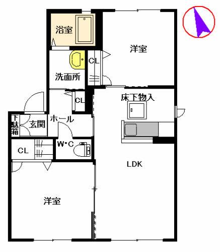 ソフィア梶尾C(2LDK/1階)の間取り写真