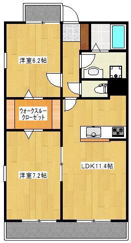 クロノス31田井島(2LDK/6階)の間取り写真