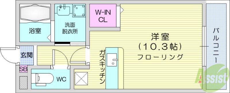 シュケット(ワンルーム/1階)の間取り写真