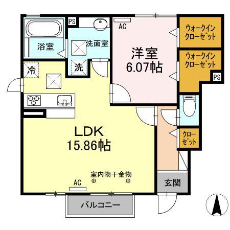 ヴィレッジ・エモンV(1LDK/1階)の間取り写真