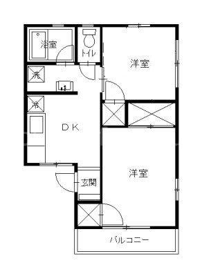 シティハイム まみぃはうす(2DK/2階)の間取り写真