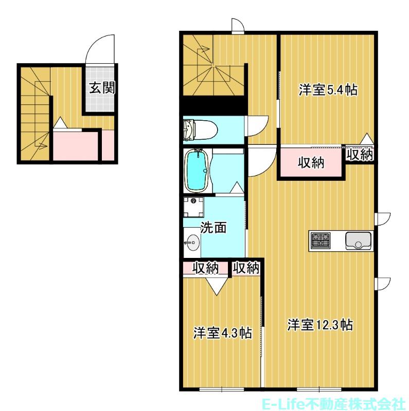ウィステリア(2LDK/2階)の間取り写真