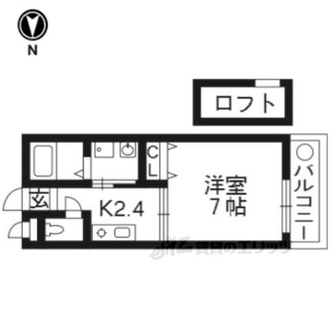 コフレ八反畑(1K/2階)の間取り写真