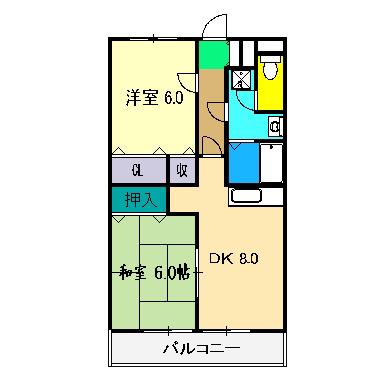 マリーハウスIII(2DK/3階)の間取り写真