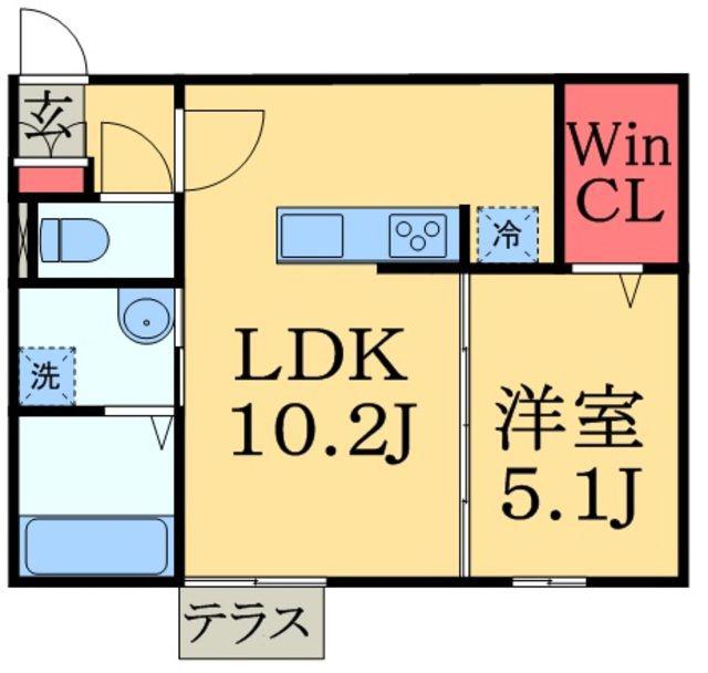 チェリーハイム B棟(1LDK/1階)の間取り写真