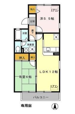 スクウェアガーデンⅠ(2LDK/1階)の間取り写真
