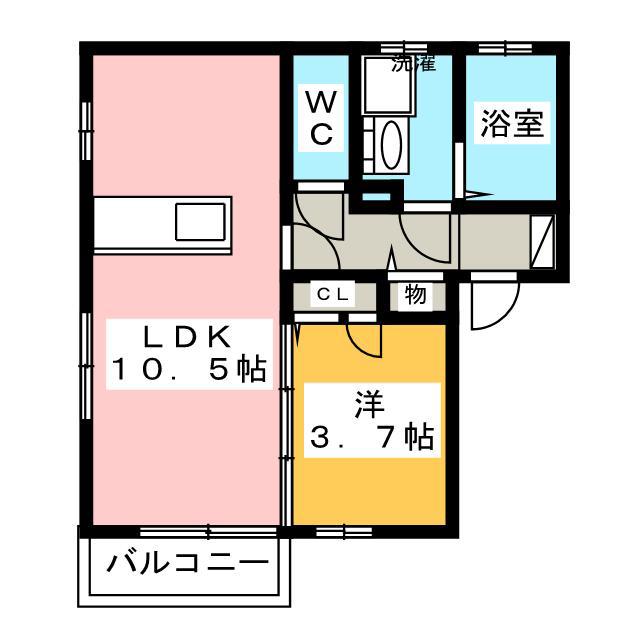 コンフォネスト 桜(1LDK/2階)の間取り写真