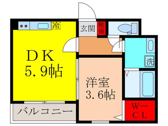 コスモクレスト荒本(1DK/3階)の間取り写真