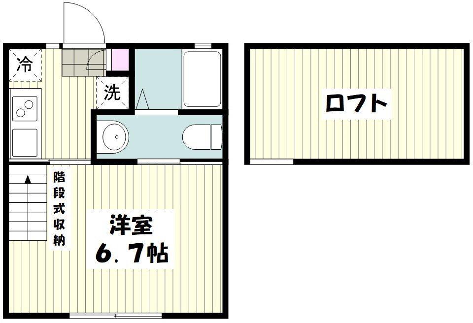 ヒルトップ岸根(1K/2階)の間取り写真