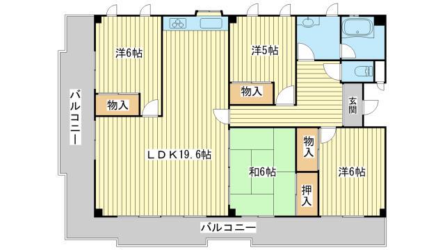 ツインヒルズ・広畑(4LDK/4階)の間取り写真