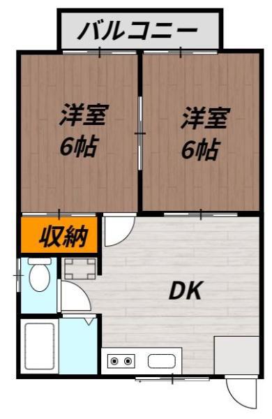 宍倉ハイツ1(2DK/1階)の間取り写真