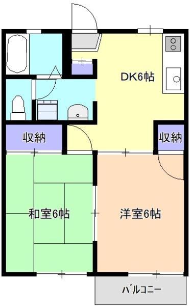 ベルローズ(2DK/2階)の間取り写真
