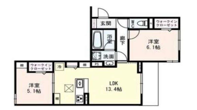 VILLA PARASORE(2LDK/2階)の間取り写真