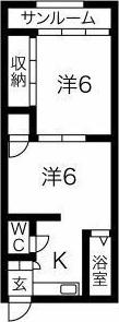 伊勢山ハイム(2K/2階)の間取り写真