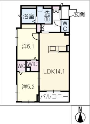 BELLE SQUARE(2LDK/1階)の間取り写真