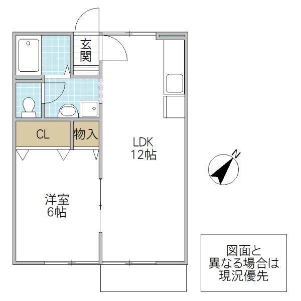 らぽーる梅園B棟(1LDK/2階)の間取り写真