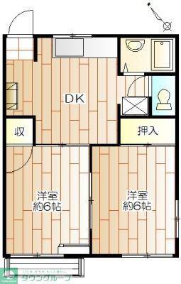 フラワーハイツ真砂B(2DK/2階)の間取り写真