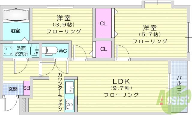 VILLA NOV(1LDK/1階)の間取り写真