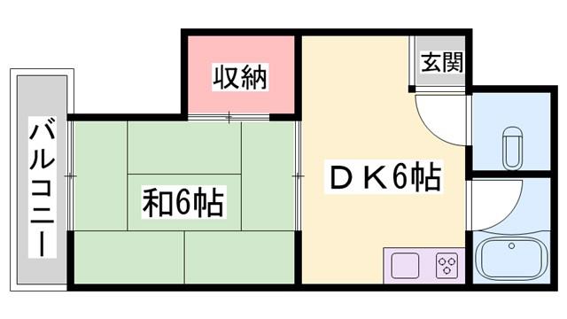 大塩ハイツ(1DK/2階)の間取り写真