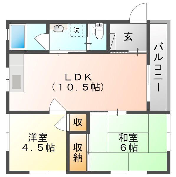 シャリテホサキ(2LDK/2階)の間取り写真